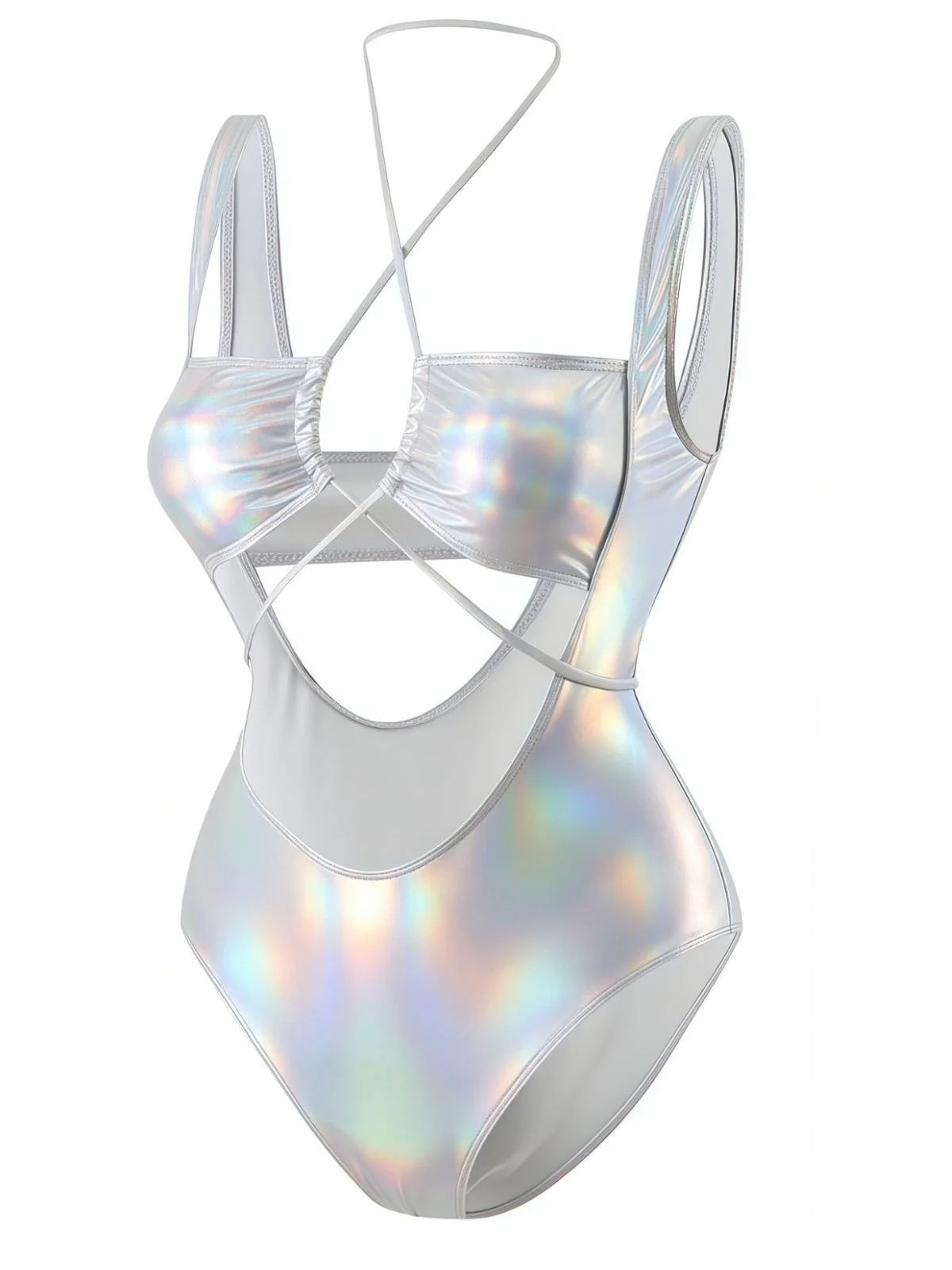 Maillot de bain une pièce métallisé à découpes et décolleté dos nu années 1970 - Image 7