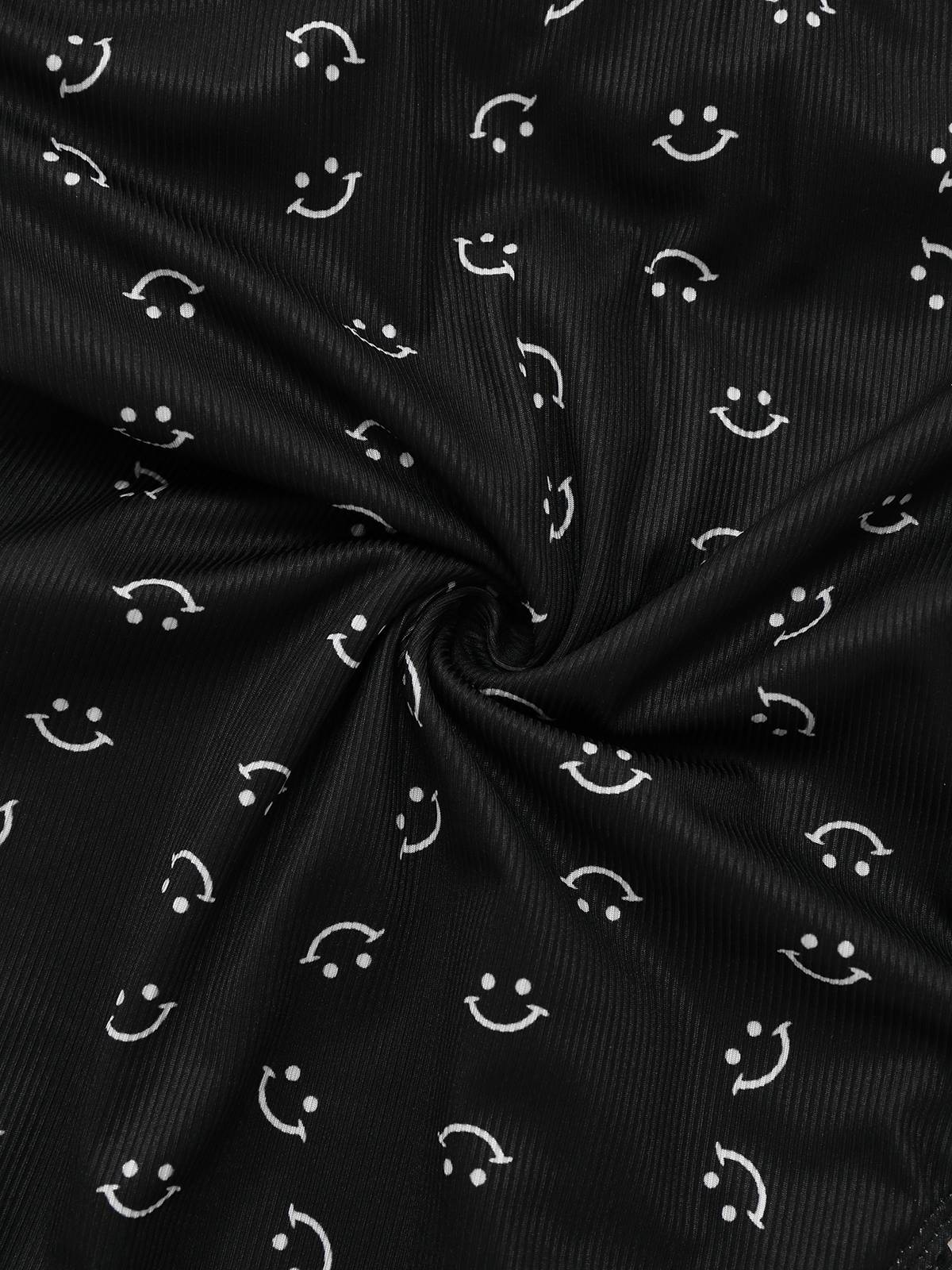Maillot de bain une pièce noir à volants et bretelles imprimé sourire années 1930 - Image 5