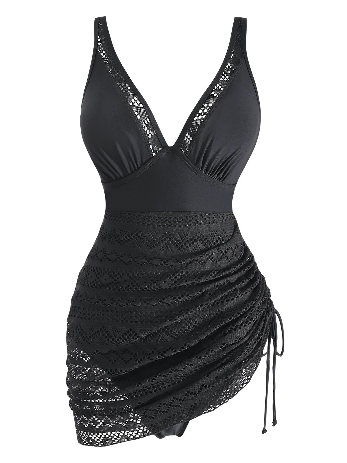 Maillot de Bain Une Pièce Noir Dentelle Années 1950