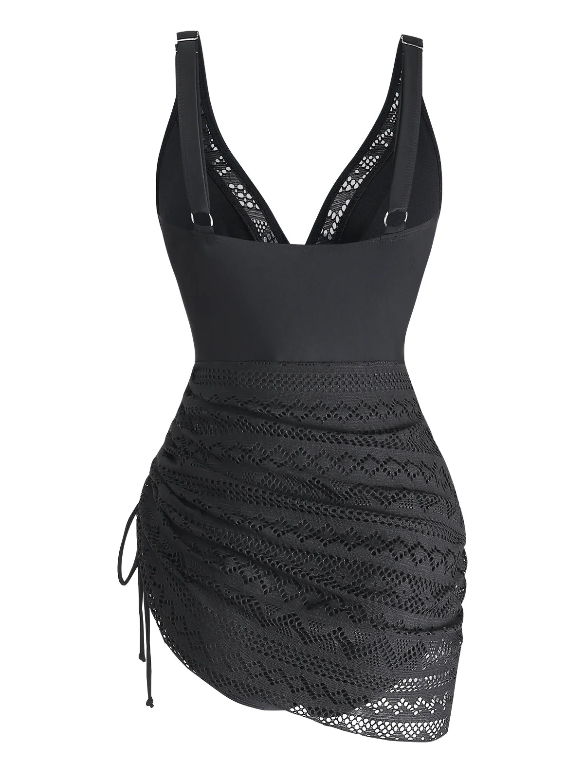 Maillot de Bain Une Pièce Noir Dentelle Années 1950 - Image 2