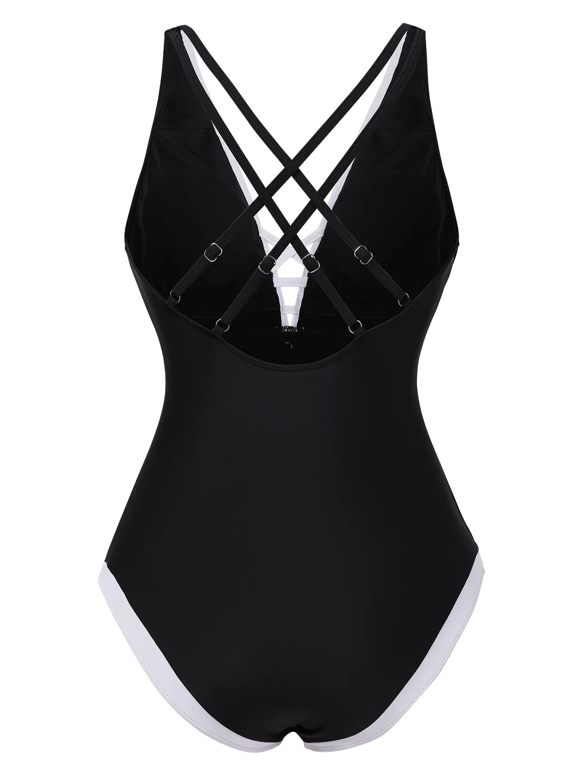 Maillot de bain une pièce noir patchwork de fleurs 3D des années 1950 - Image 2