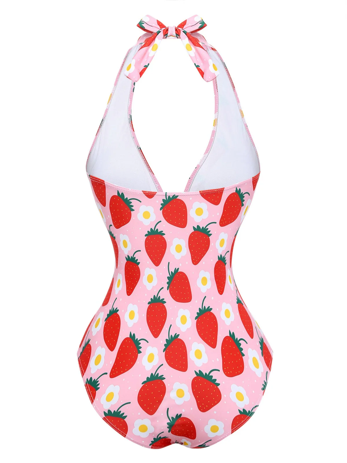 Maillot de bain une pièce plissé effet ventre plat couleur fraise années 1950 - Image 4