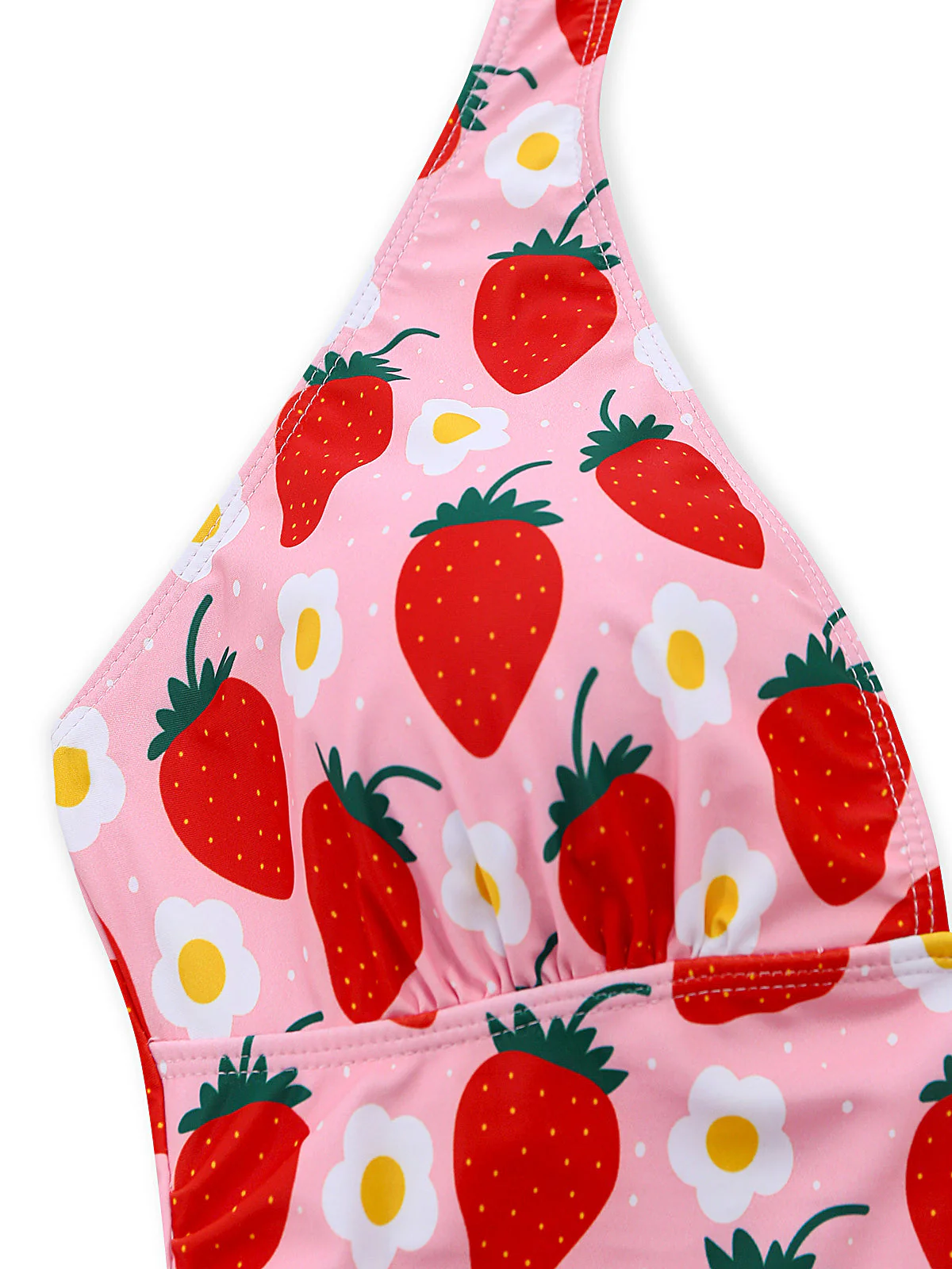 Maillot de bain une pièce plissé effet ventre plat couleur fraise années 1950 - Image 5
