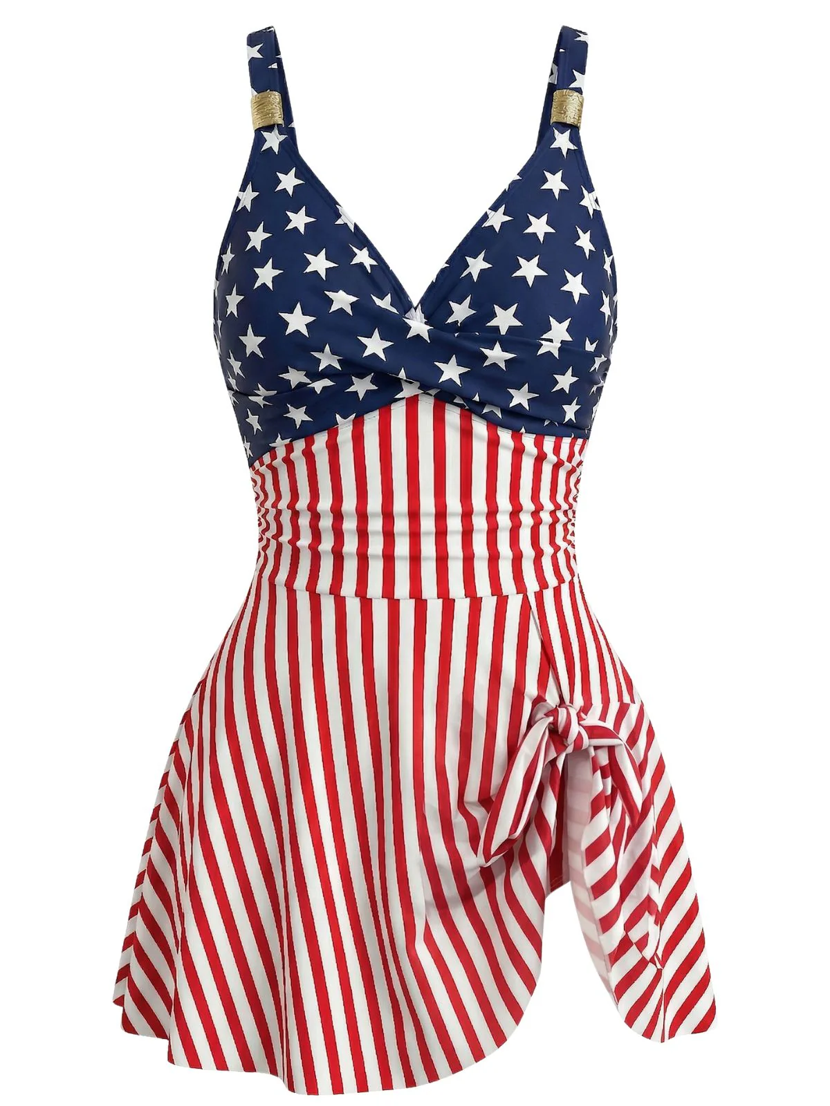 Maillot de Bain Une Pièce Rayé Bleu et Rouge Années 1940