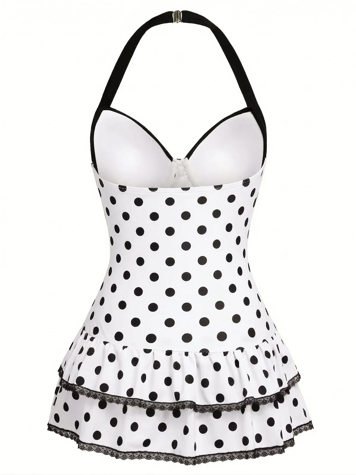 Maillot de bain une pièce Blanche à pois et nœud des années 1940 - Image 4