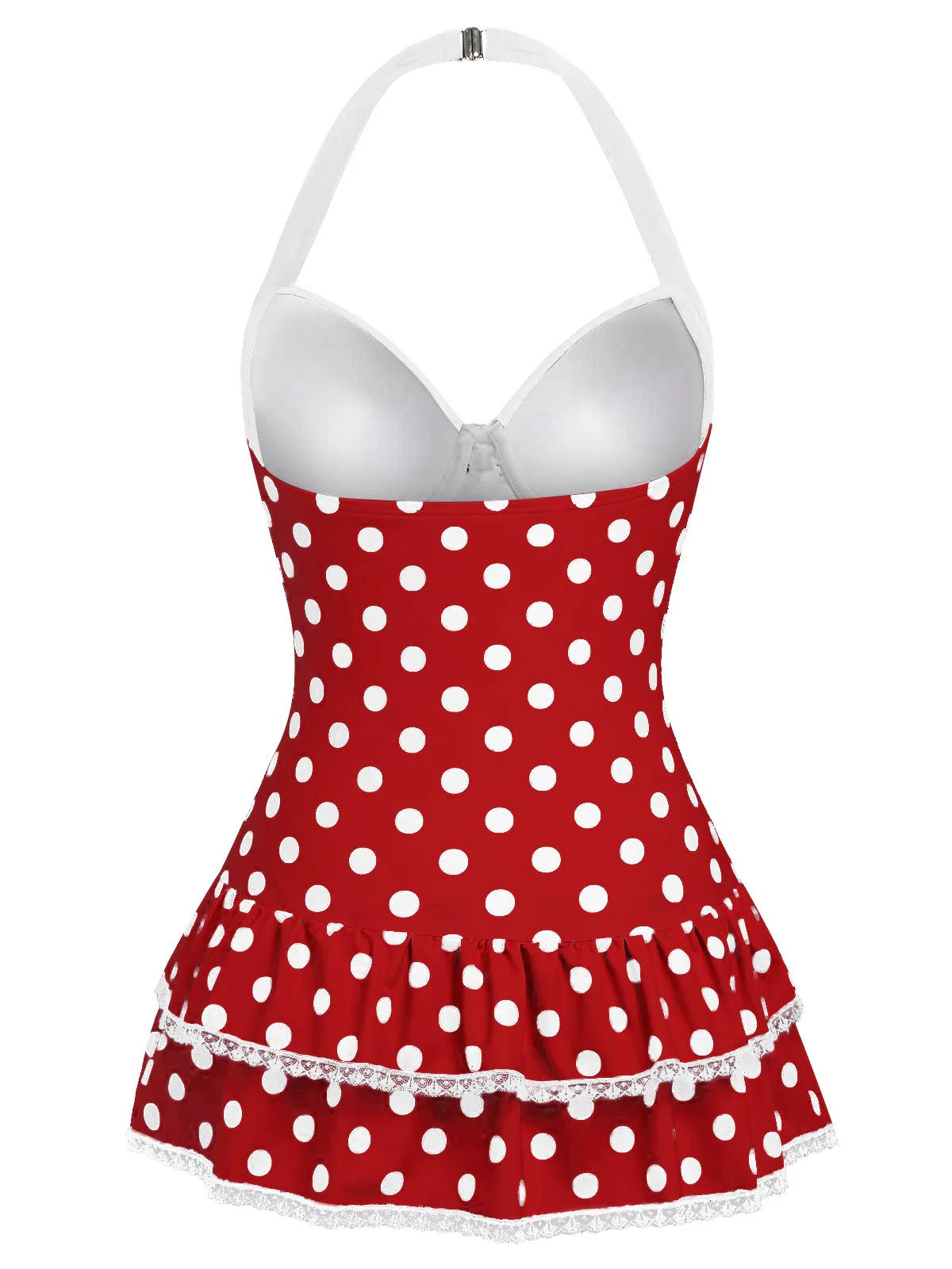 Maillot de bain une pièce rouge à pois des années 1940 - Image 4