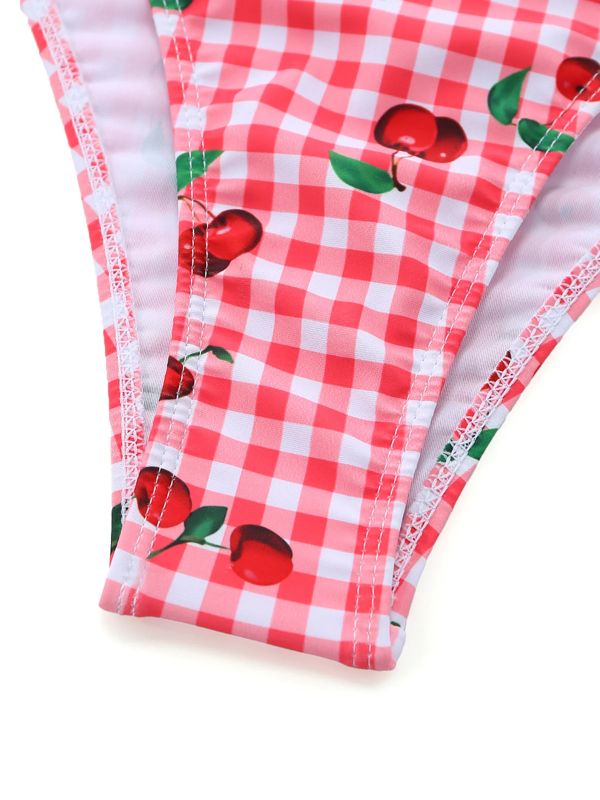 Maillot de bain une pièce rouge à carreaux cerise années 50 - Image 6