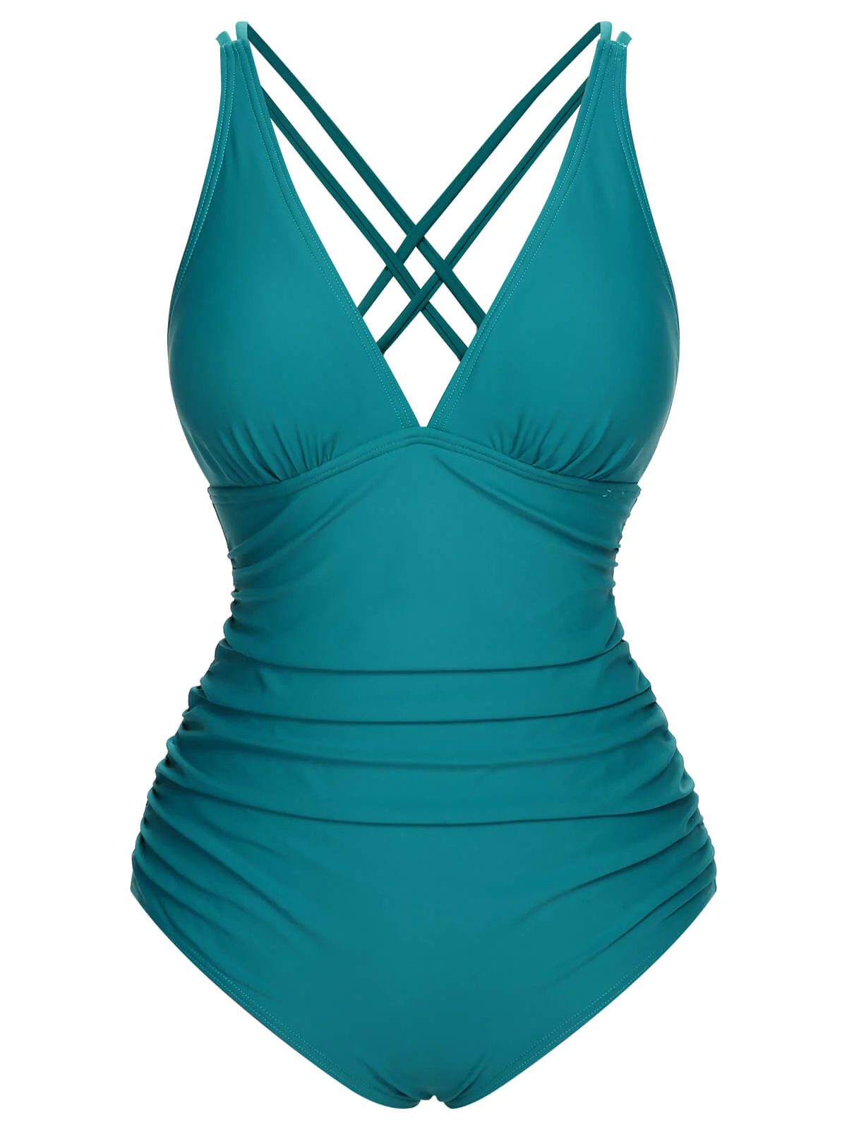 Maillot de bain une pièce uni à col en V des années 1950 - Image 2