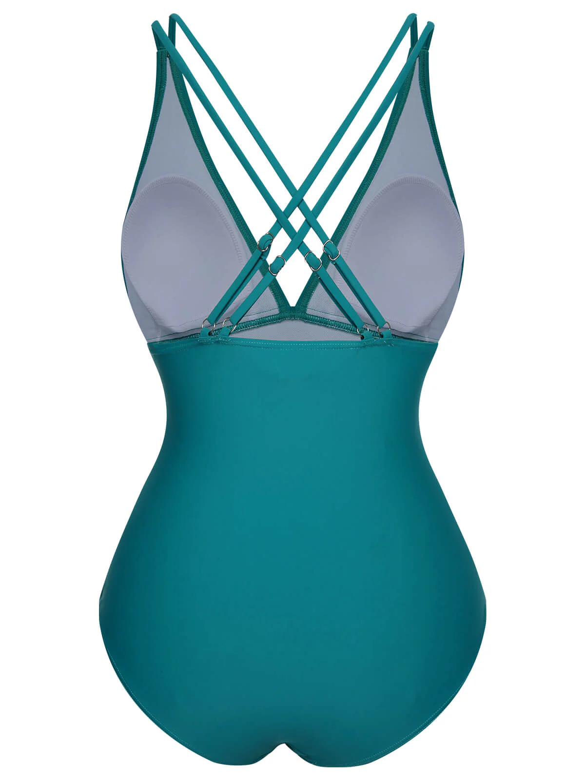 Maillot de bain une pièce uni à col en V des années 1950 - Image 4