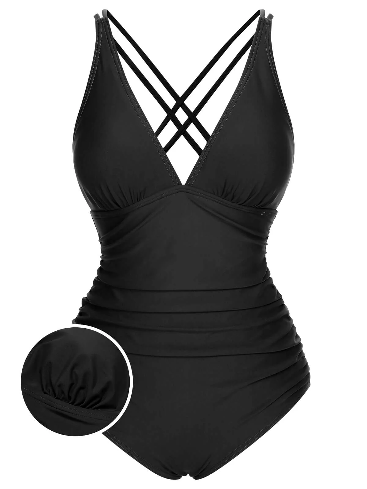 Maillot de bain une pièce uni à col en V des années 1950 - Image 8