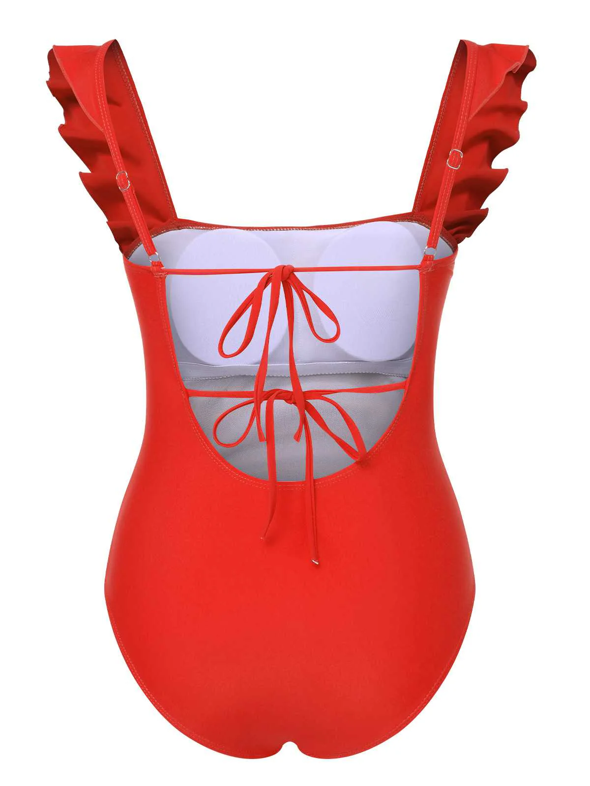 Maillot de bain une pièce uni dos nu à volants des années 1950 - Image 11