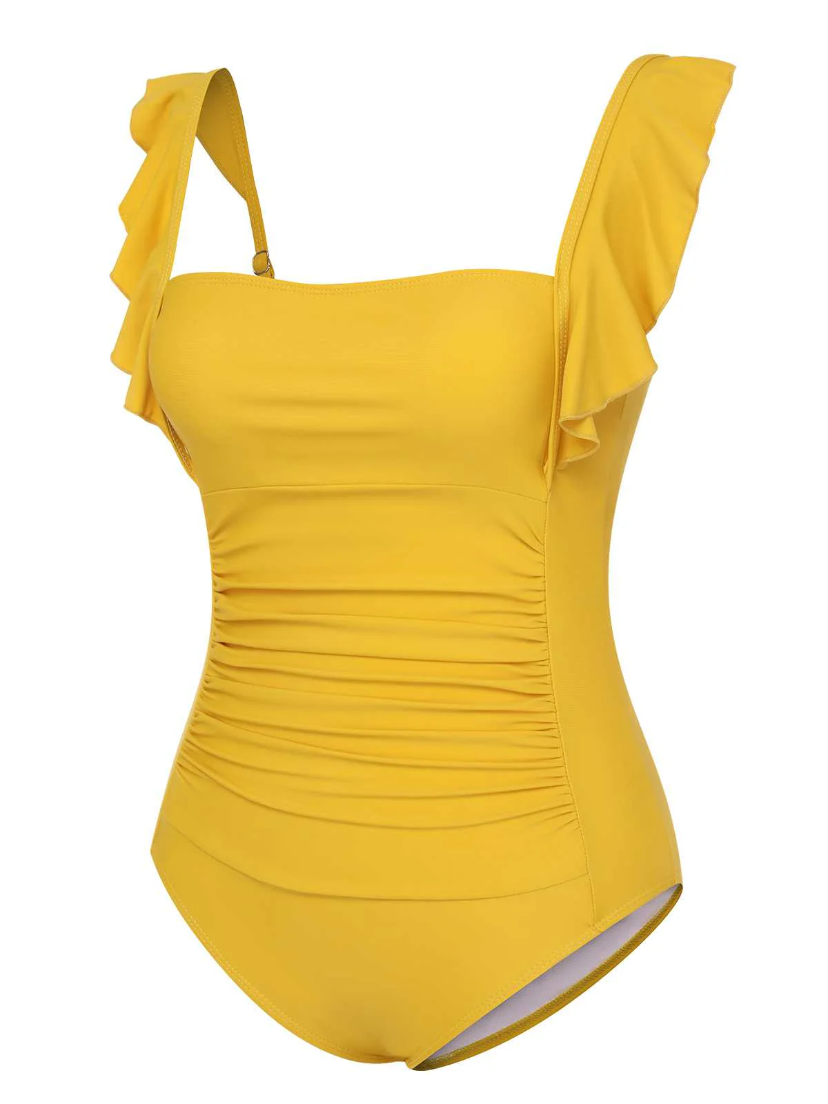 Maillot de bain une pièce uni dos nu à volants des années 1950 - Image 14