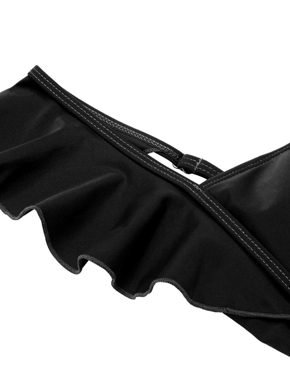 Maillot de bain une pièce uni dos nu à volants des années 1950 - Image 4