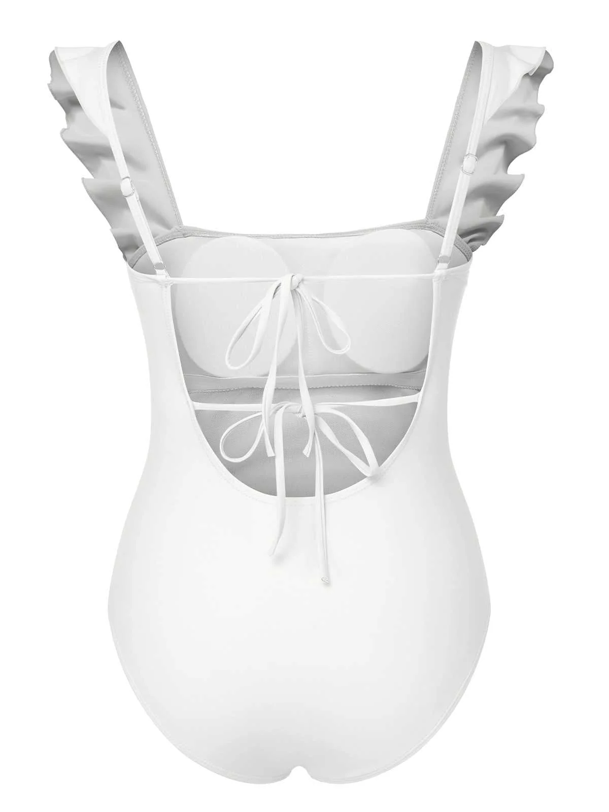 Maillot de bain une pièce uni dos nu à volants des années 1950 - Image 7