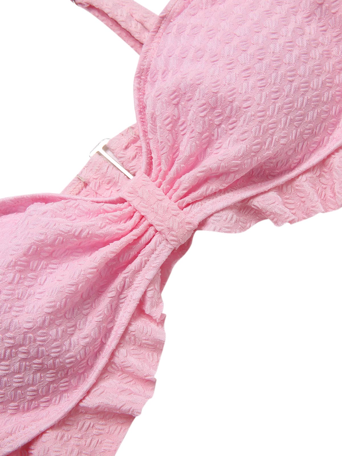 Maillot de Bain uni rose à bretelles et volants des années 1950 - Image 5