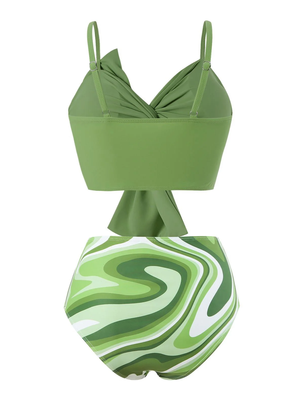 Maillot de bain vert à bretelles nouées aquarelle des années 1960 - Image 2