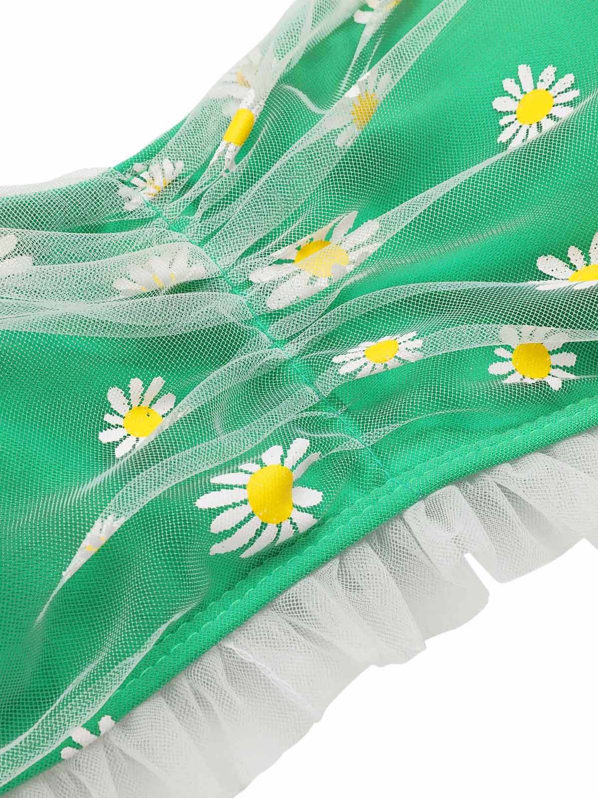 Maillot de bain vert à bretelles et fleurs en dentelle - Image 4