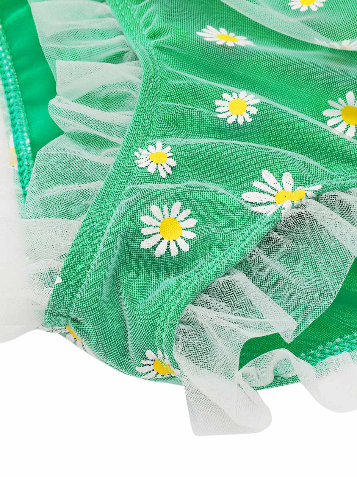 Maillot de bain vert à bretelles et fleurs en dentelle - Image 5