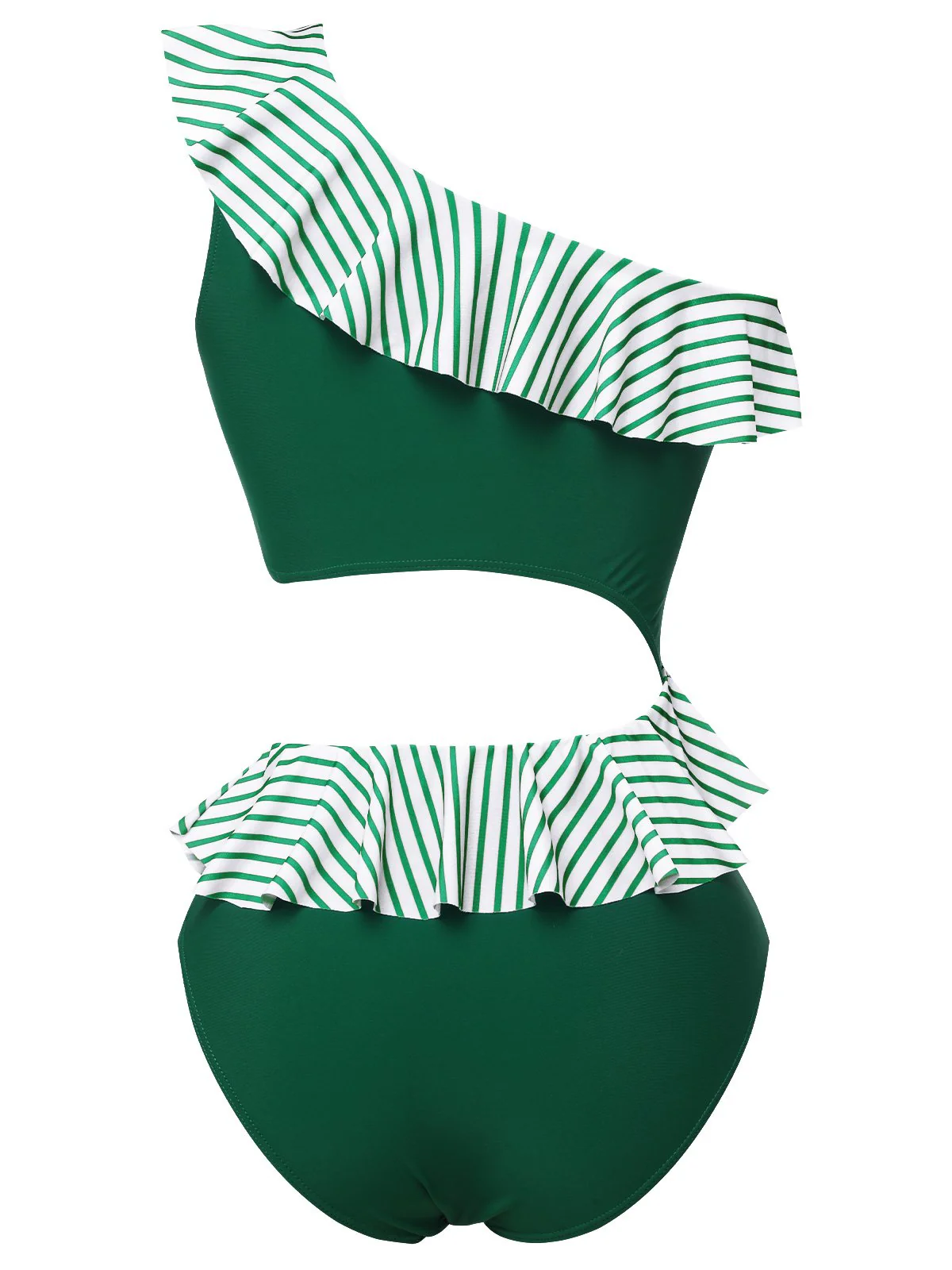 Maillot de bain à volants rayé vert foncé des années 1940 - Image 4
