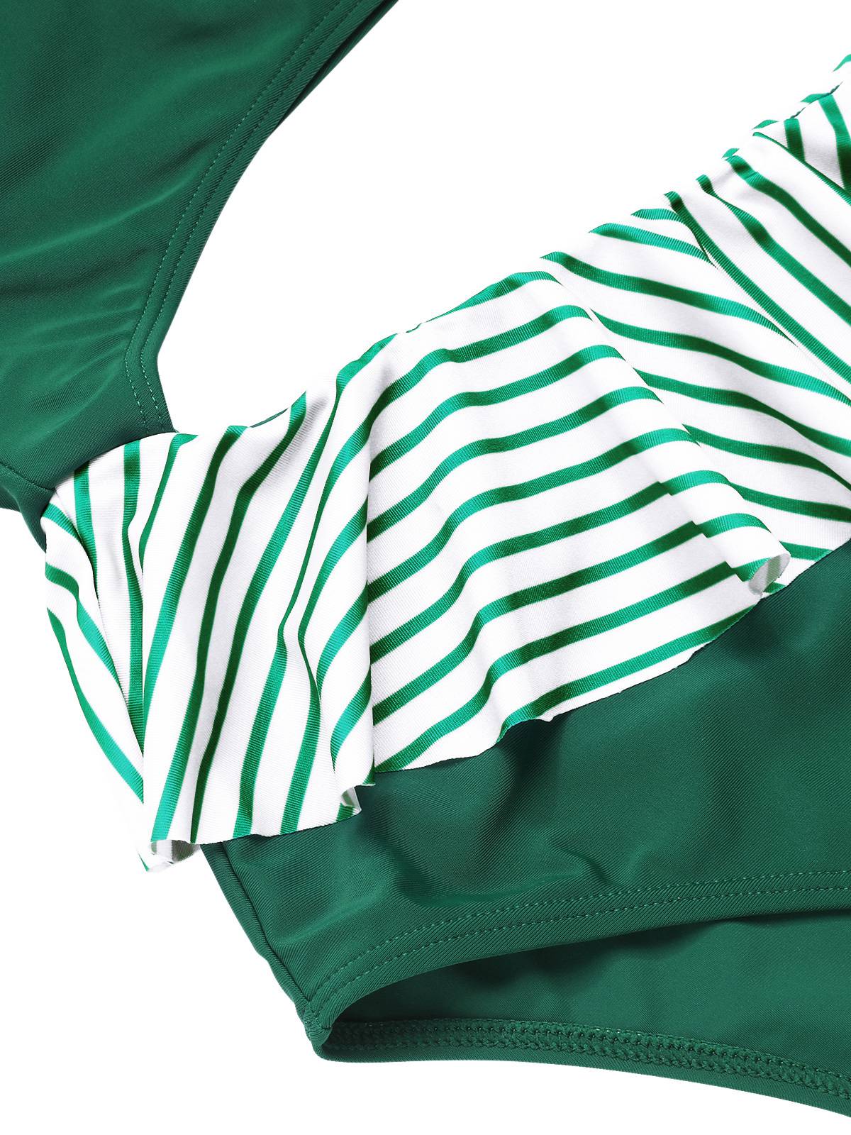 Maillot de bain à volants rayé vert foncé des années 1940 - Image 6