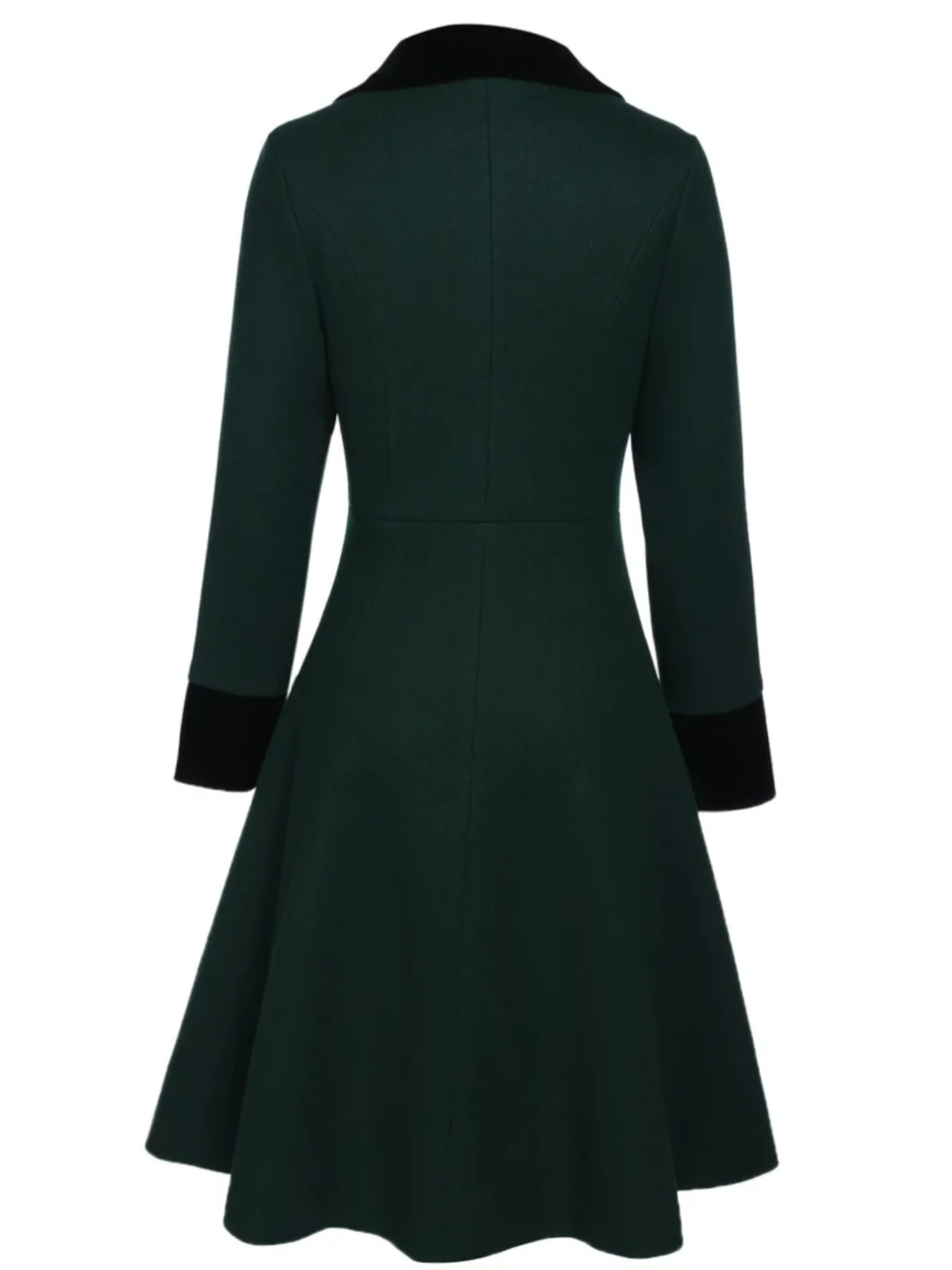 Manteau à Boutons Uni Vert Foncé Années 1950 - Image 4
