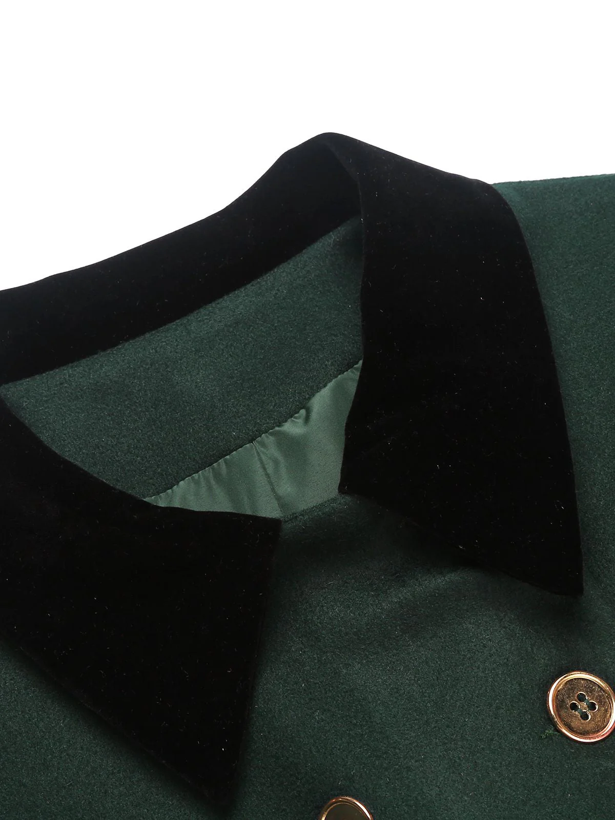 Manteau à Boutons Uni Vert Foncé Années 1950 - Image 8