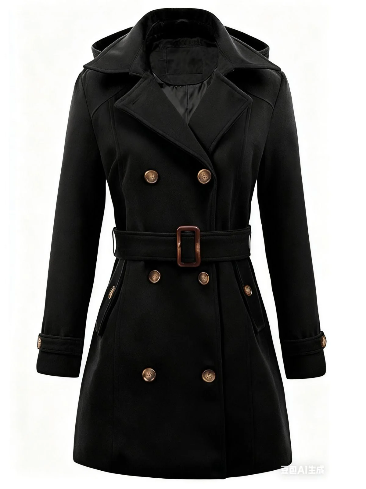 Manteau à capuche croisé en fausse laine des années 1970 - Image 3