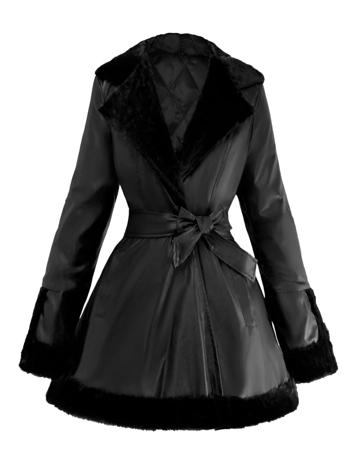 Manteau à capuche et col en fourrure en cuir des années 1950 - Image 7