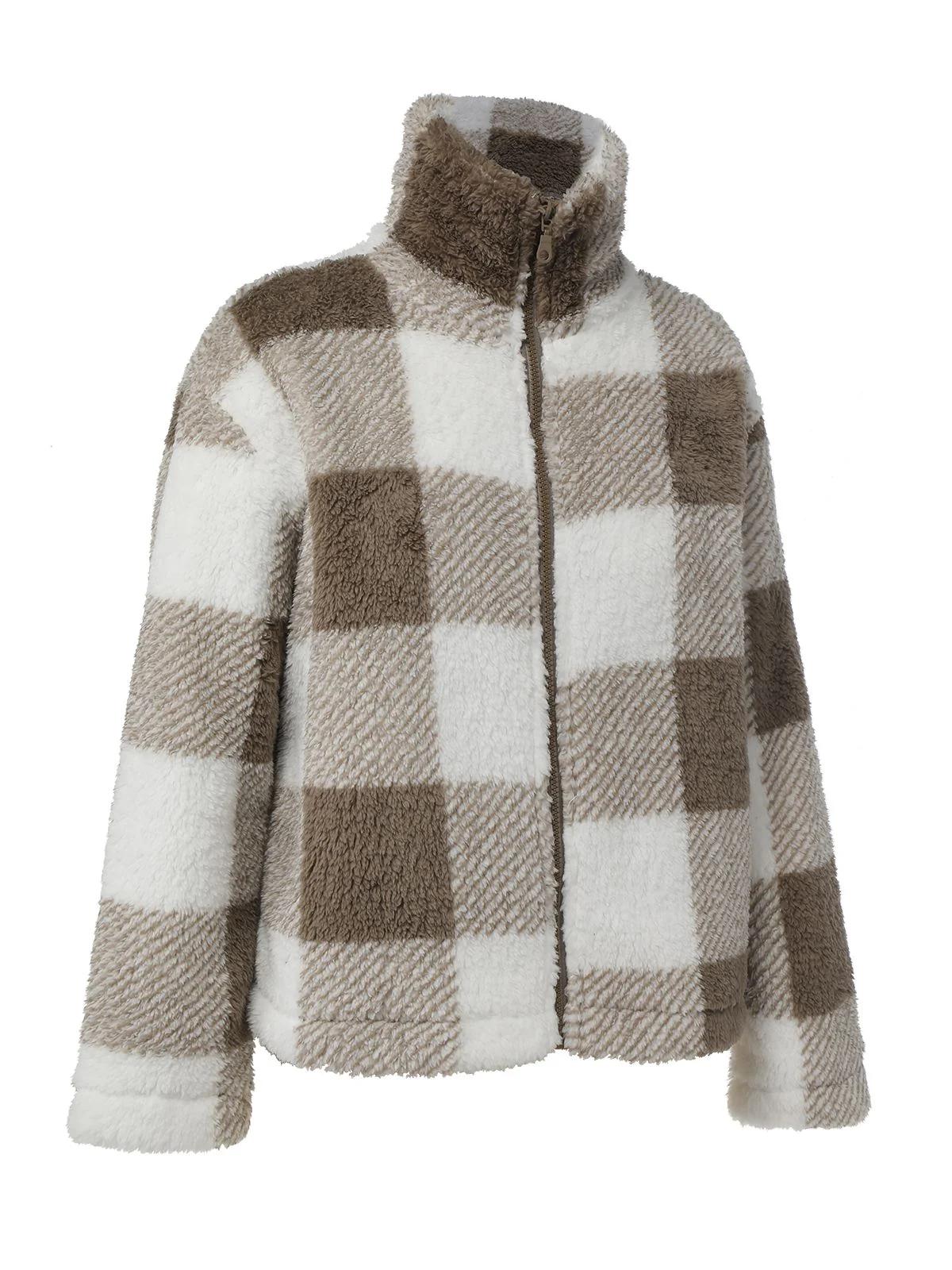 Manteau à carreaux en peluche réversible beige des années 1940 - Image 3