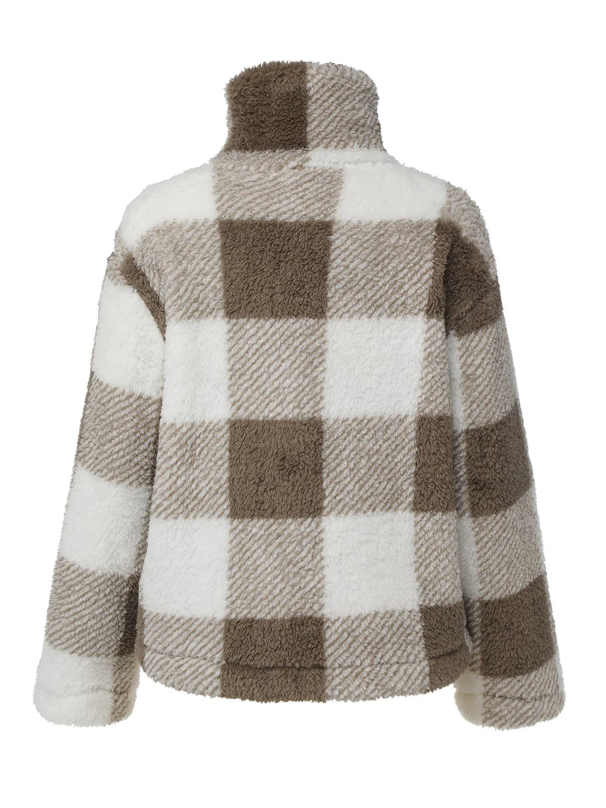 Manteau à carreaux en peluche réversible beige des années 1940 - Image 4