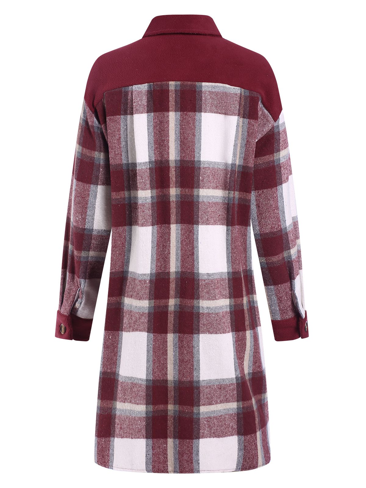 Manteau à carreaux tartan rouge vin des années 1950 avec col de chemise - Image 2
