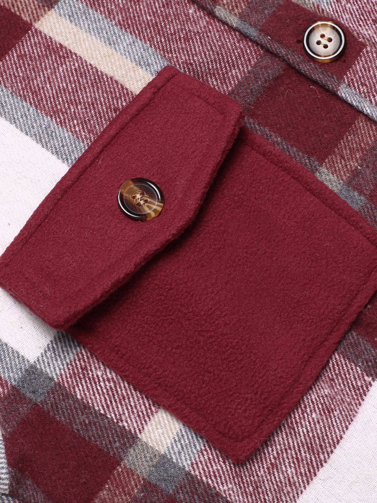 Manteau à carreaux tartan rouge vin des années 1950 avec col de chemise - Image 4