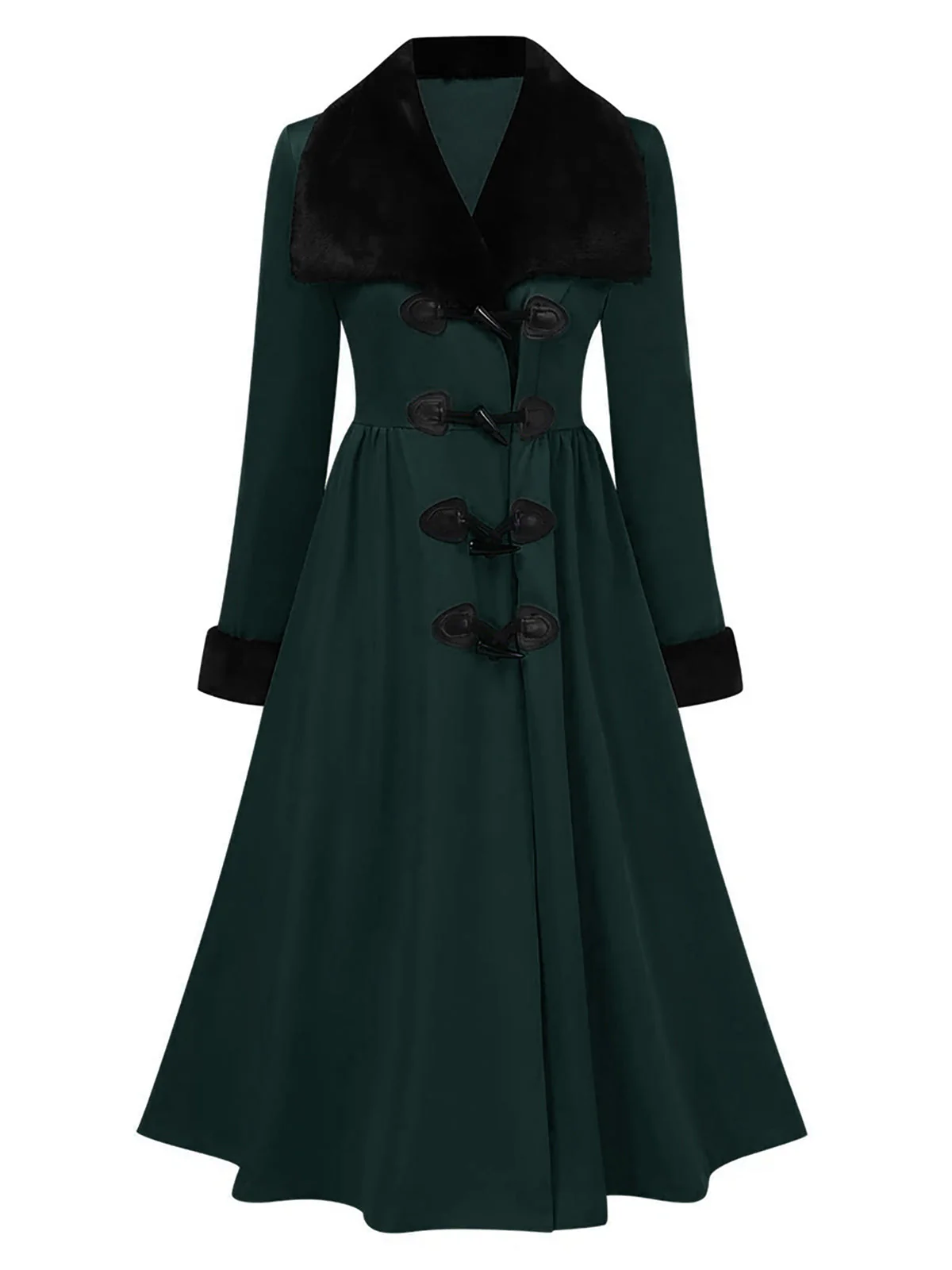 Manteau à col en fourrure rouge et noir des années 1950 - Image 12