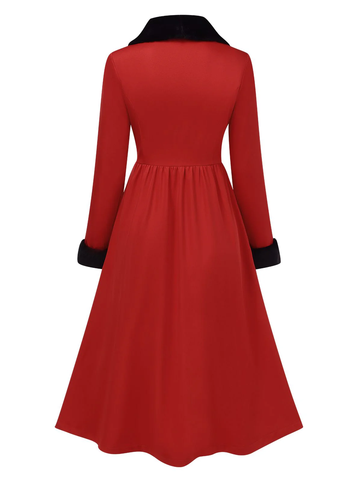 Manteau à col en fourrure rouge et noir des années 1950 - Image 6