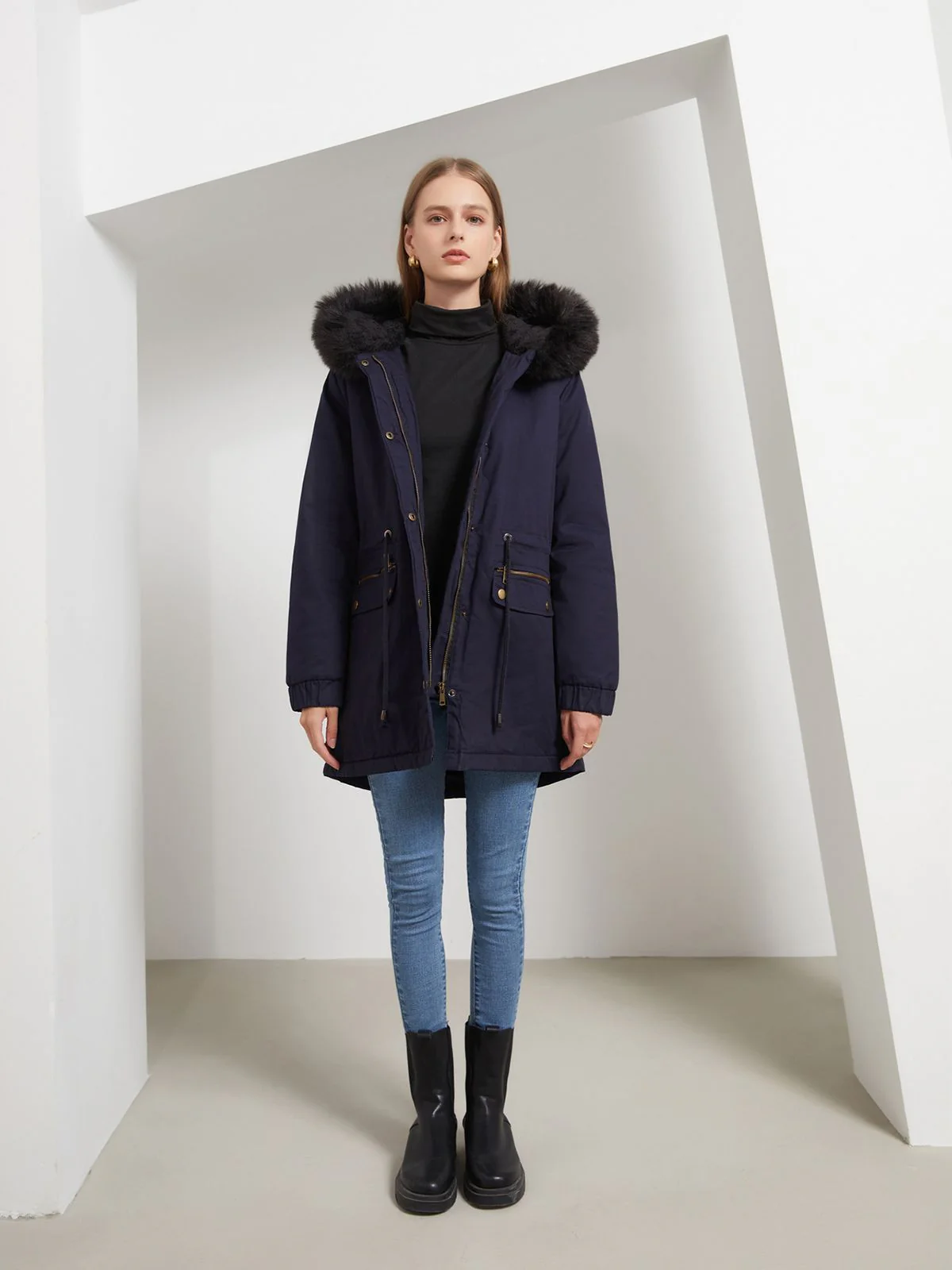 Manteau Années 50 Garnie de Fourrure Synthétique à Boucle - Image 10