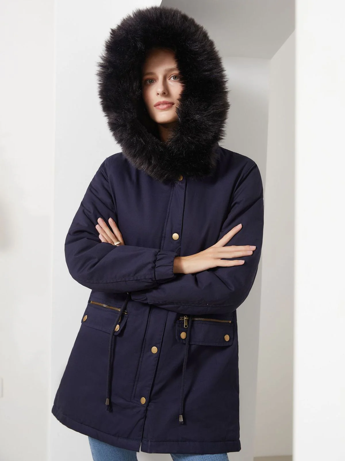 Manteau Années 50 Garnie de Fourrure Synthétique à Boucle - Image 13