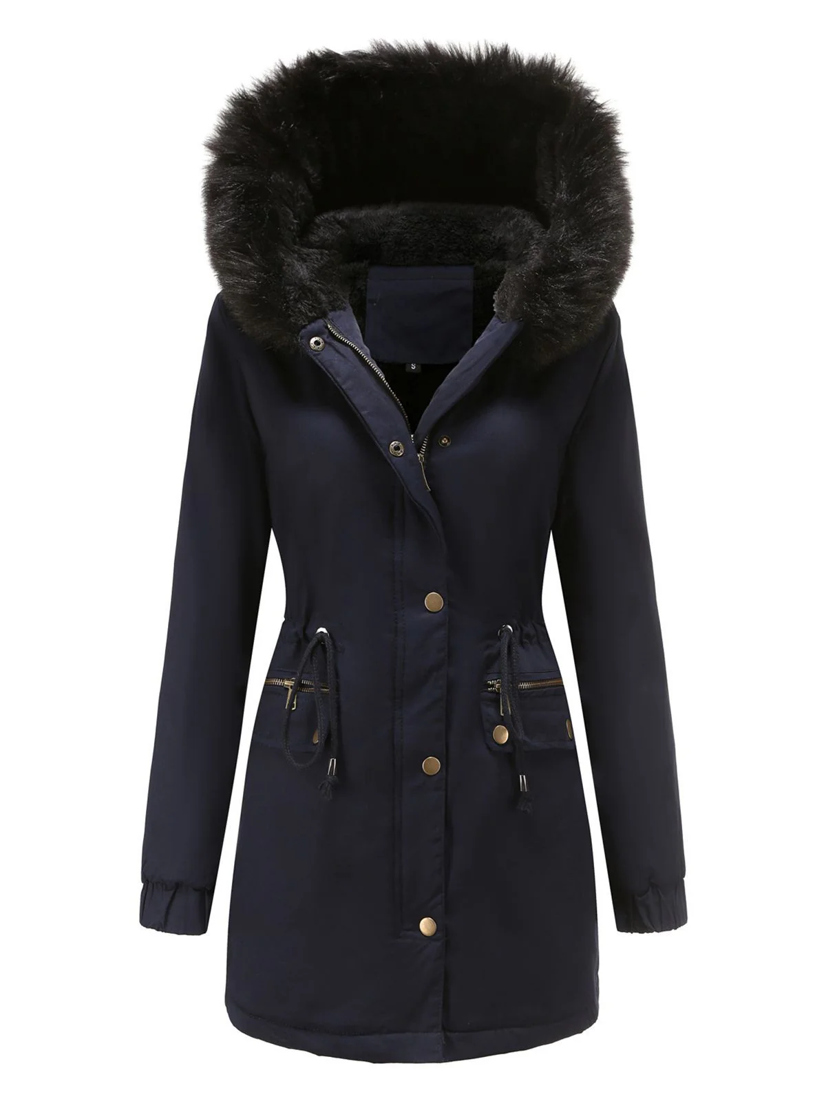 Manteau Années 50 Garnie de Fourrure Synthétique à Boucle - Image 3