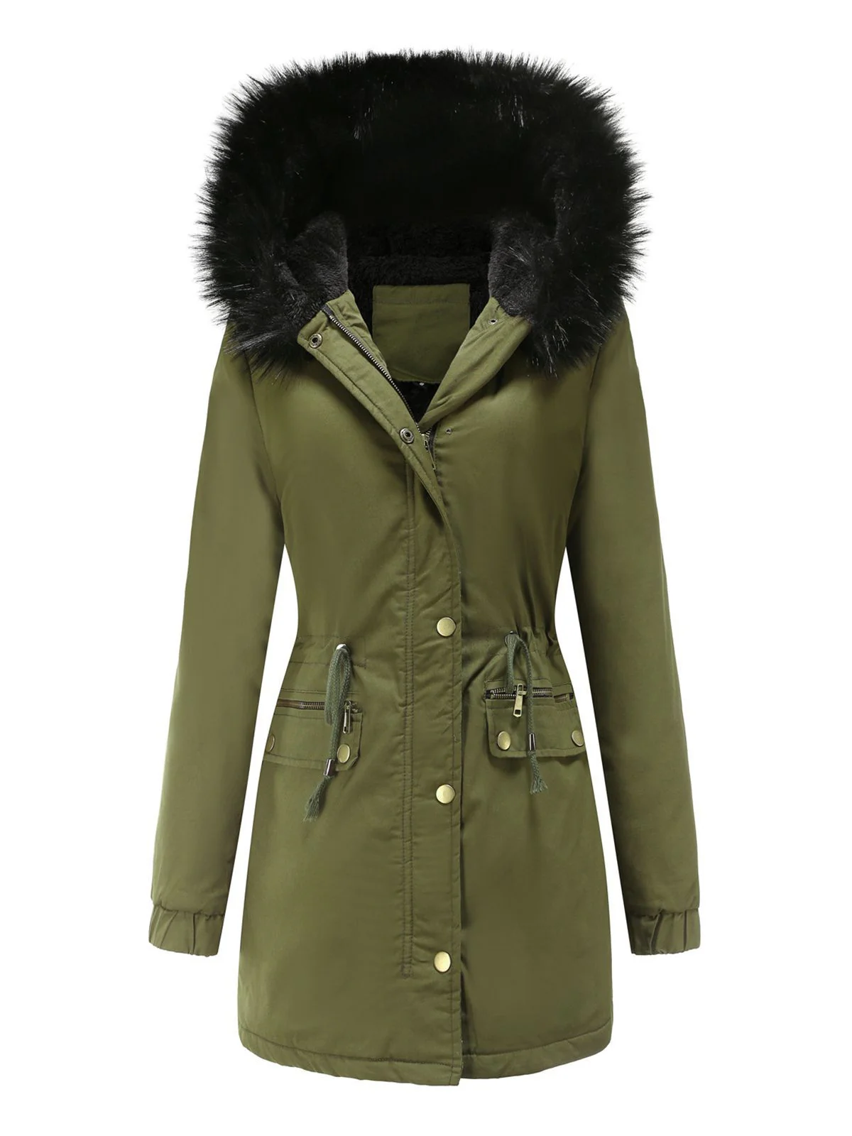 Manteau Années 50 Garnie de Fourrure Synthétique à Boucle - Image 5