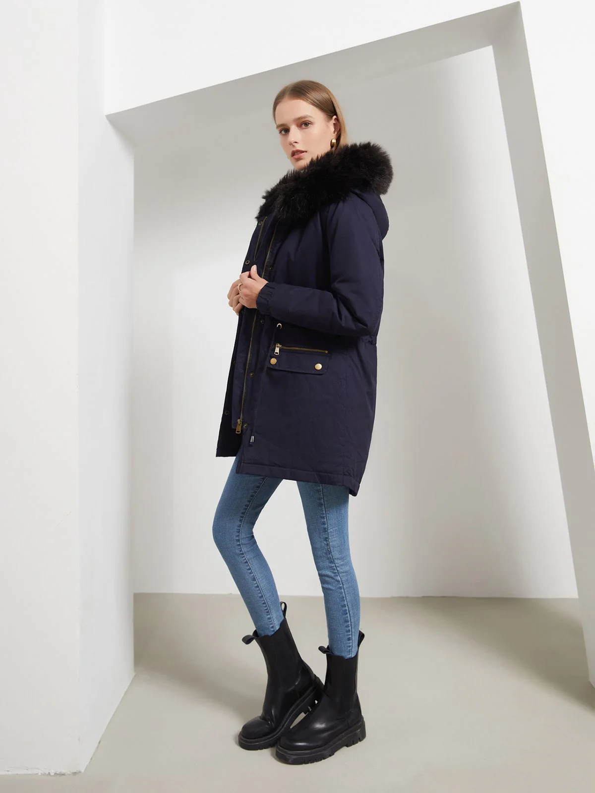 Manteau Années 50 Garnie de Fourrure Synthétique à Boucle - Image 8