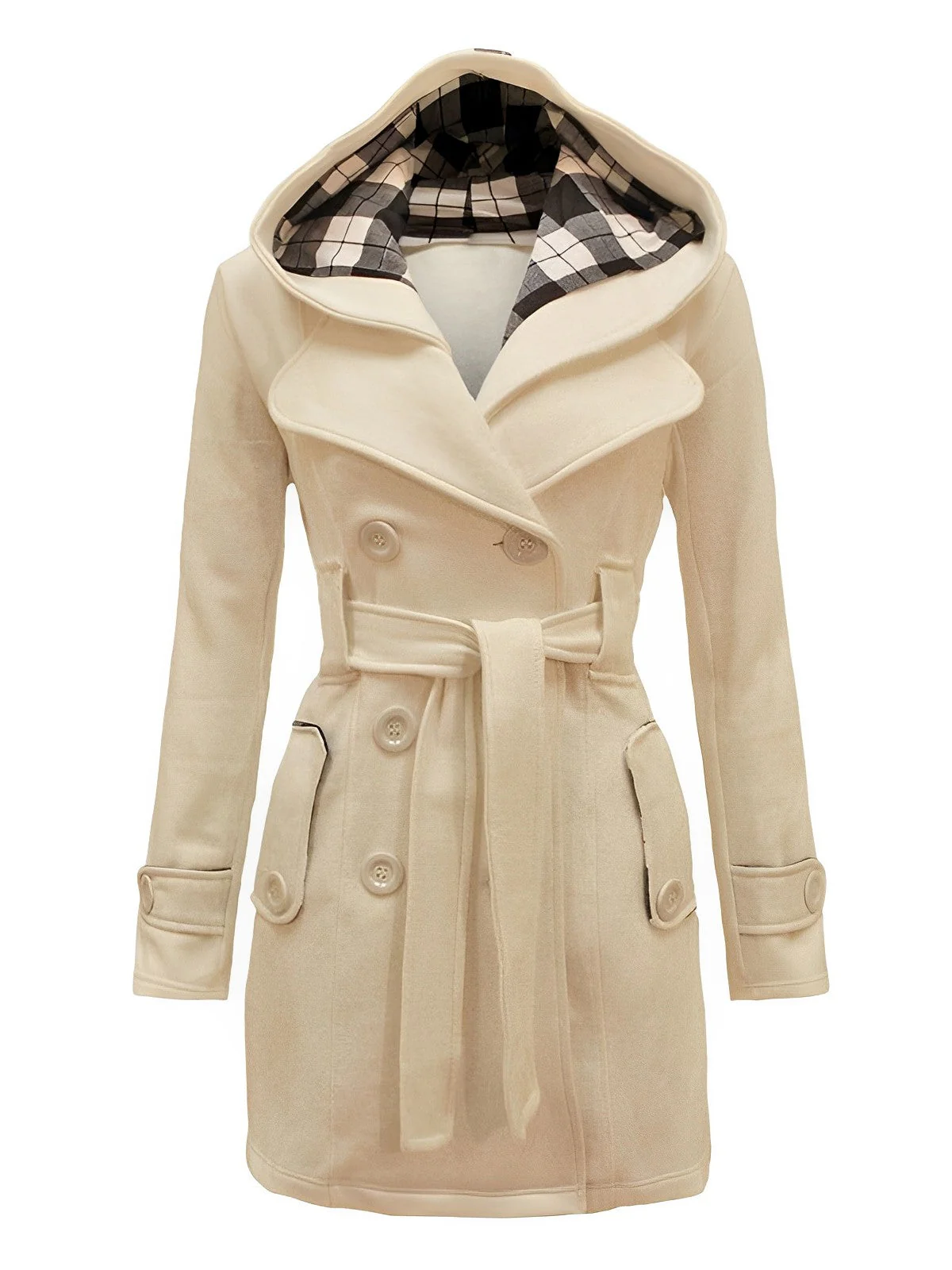 Manteau ceinturé à capuche à carreaux des années 1950 - Image 3