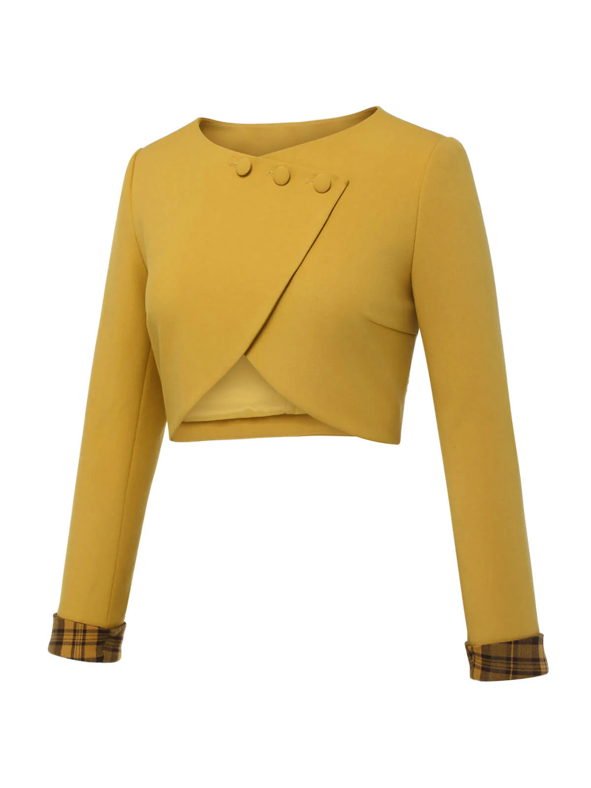 Manteau court jaune à boutons unis des années 1950 - Image 3