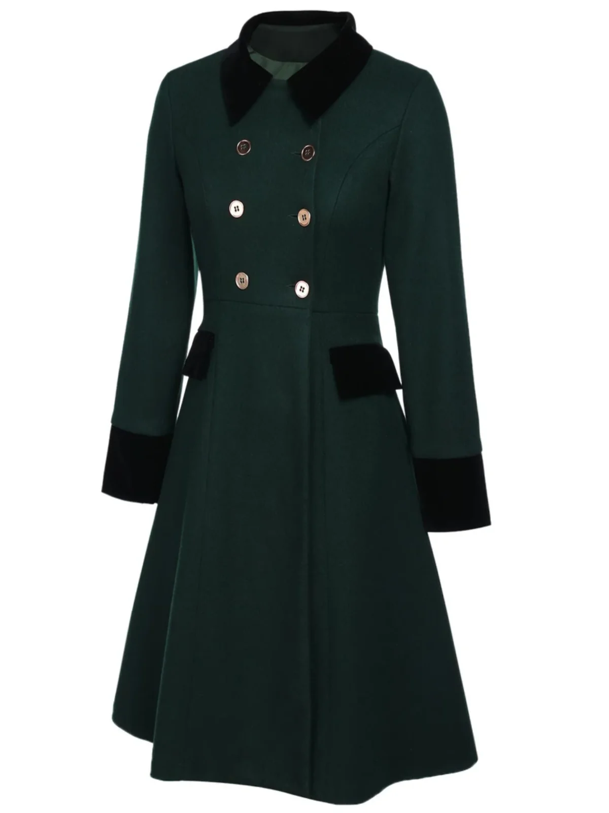 Manteau croisé bleu contrasté à boutons des années 40 - Image 10