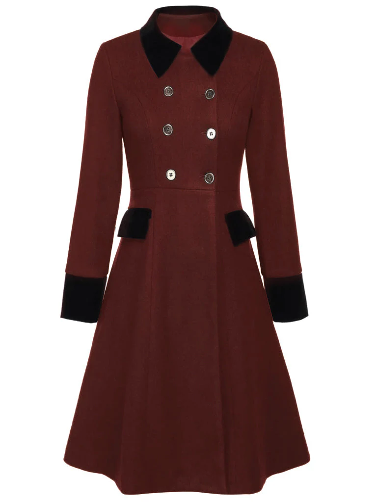 Manteau croisé bleu contrasté à boutons des années 40 - Image 5