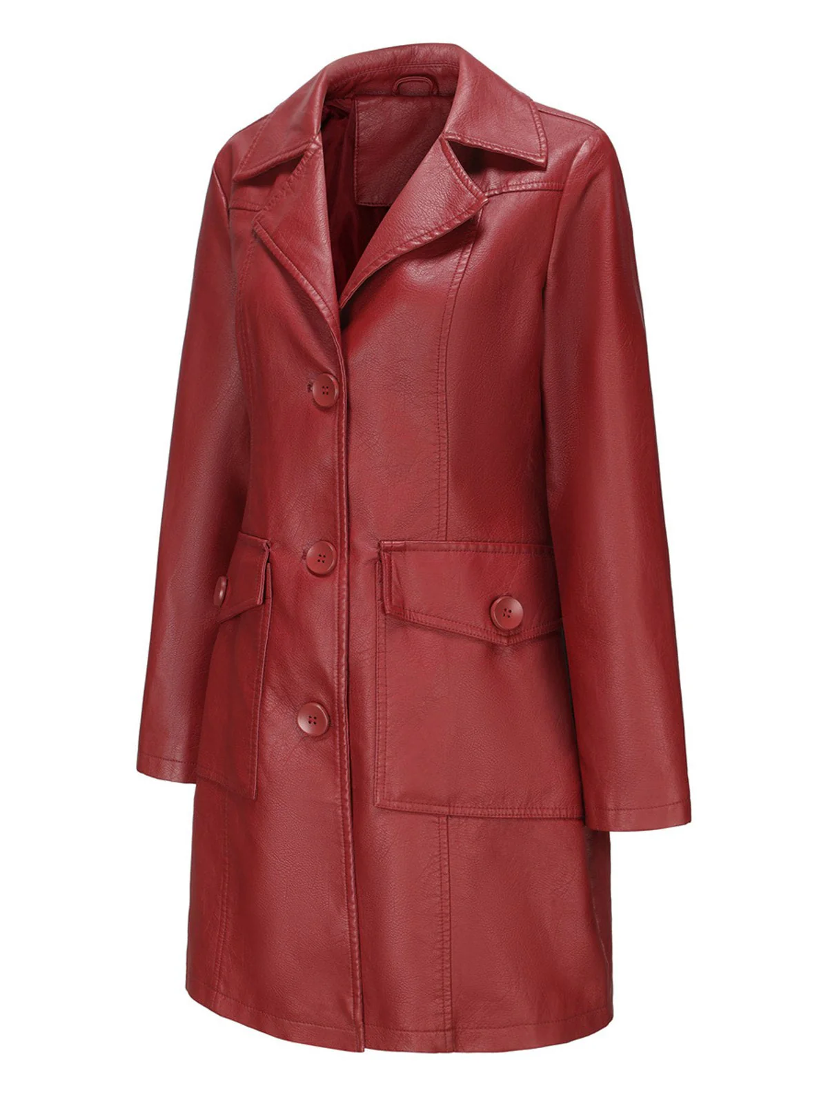 Manteau en cuir à revers solide des années 1940 - Image 4