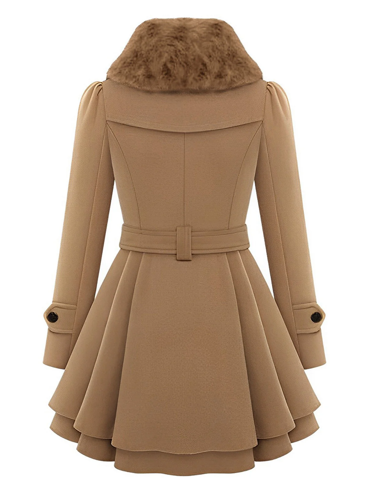 Manteau en hiver cintré à col en fourrure de Noël Chic - Image 2