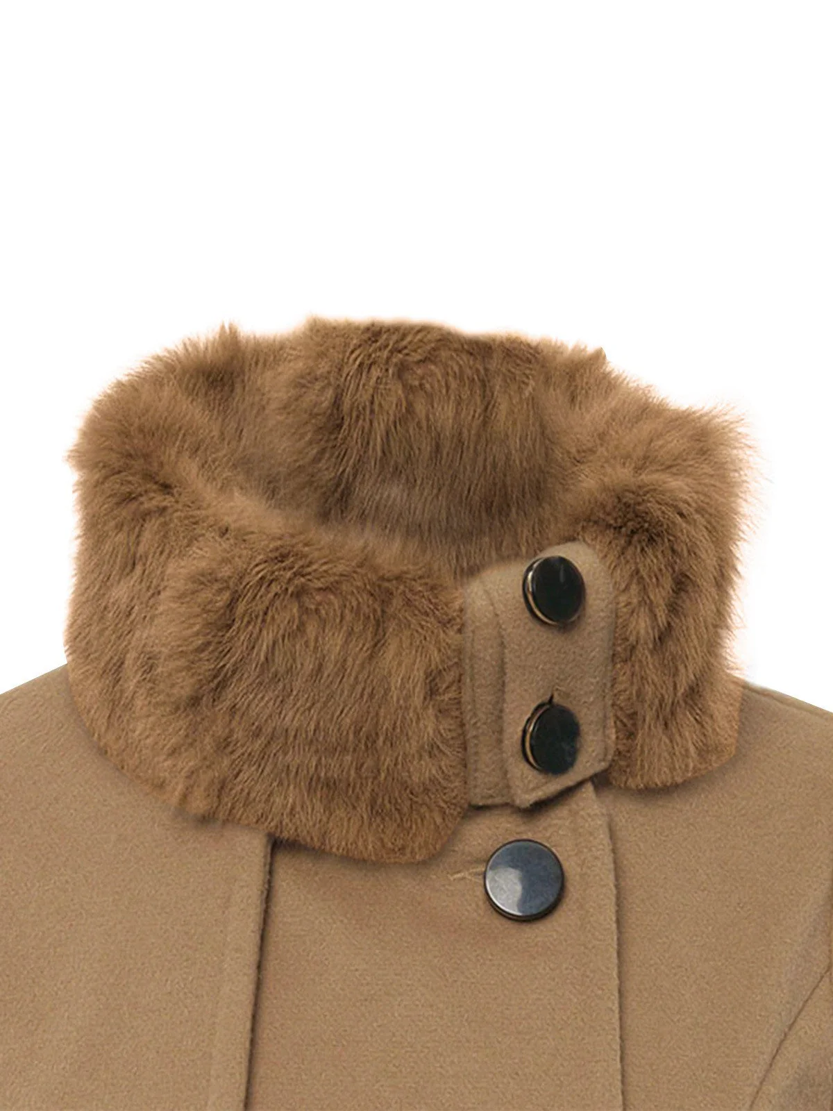 Manteau en hiver cintré à col en fourrure de Noël Chic - Image 3