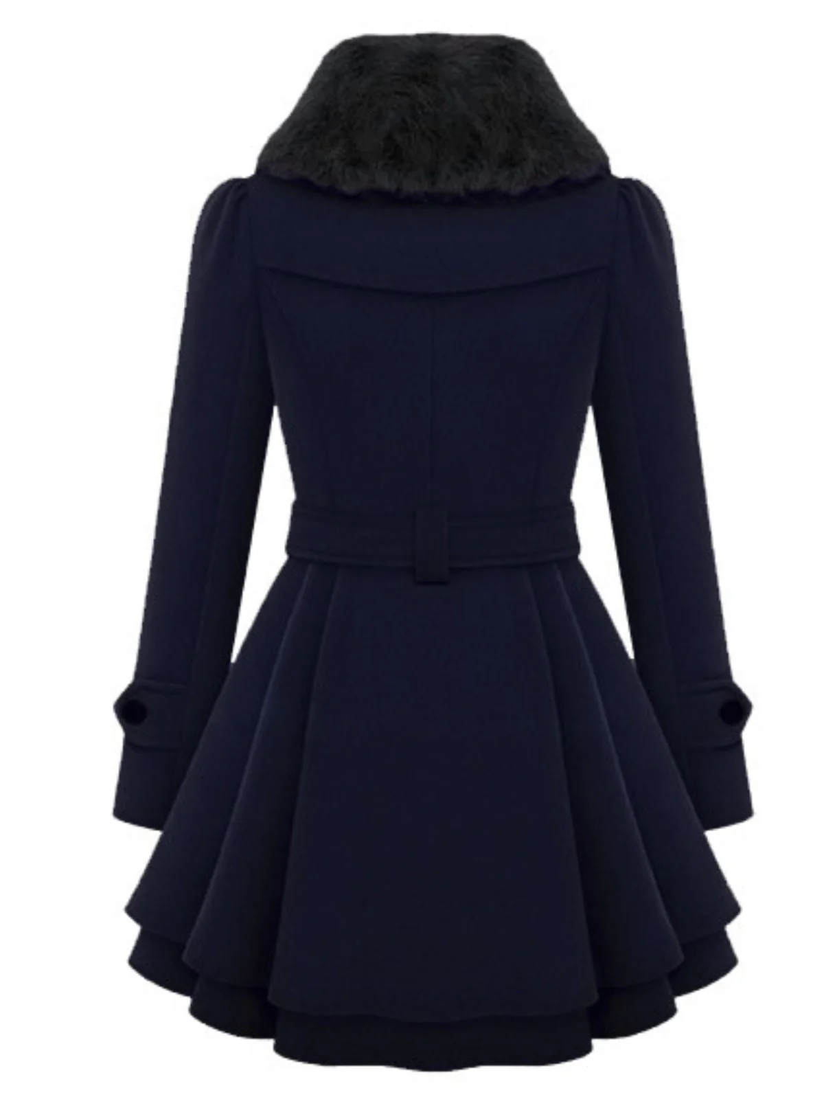 Manteau en hiver cintré à col en fourrure de Noël Chic - Image 2