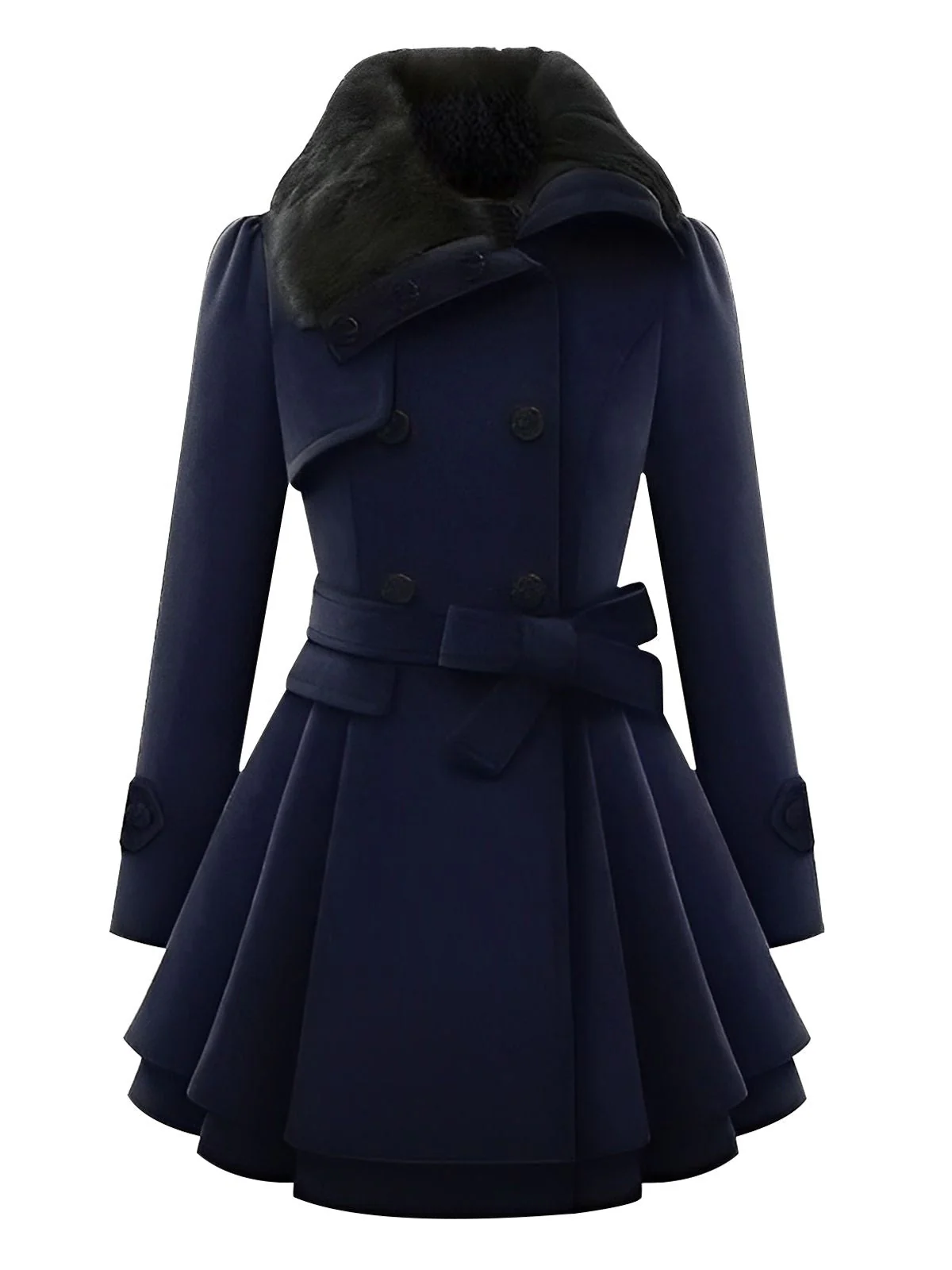 Manteau en hiver cintré à col en fourrure de Noël Chic - Image 10