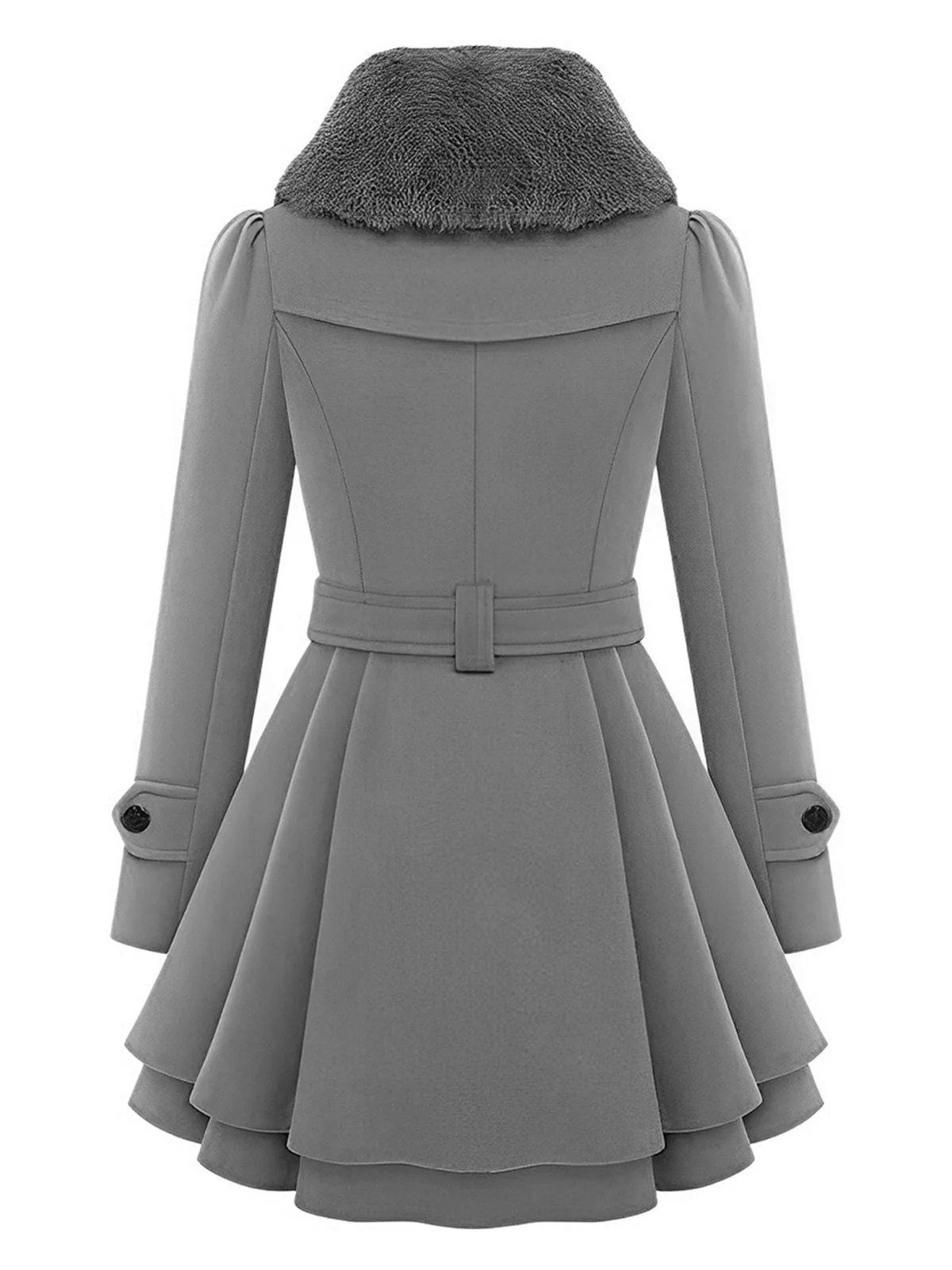 Manteau en hiver cintré à col en fourrure de Noël Chic - Image 2