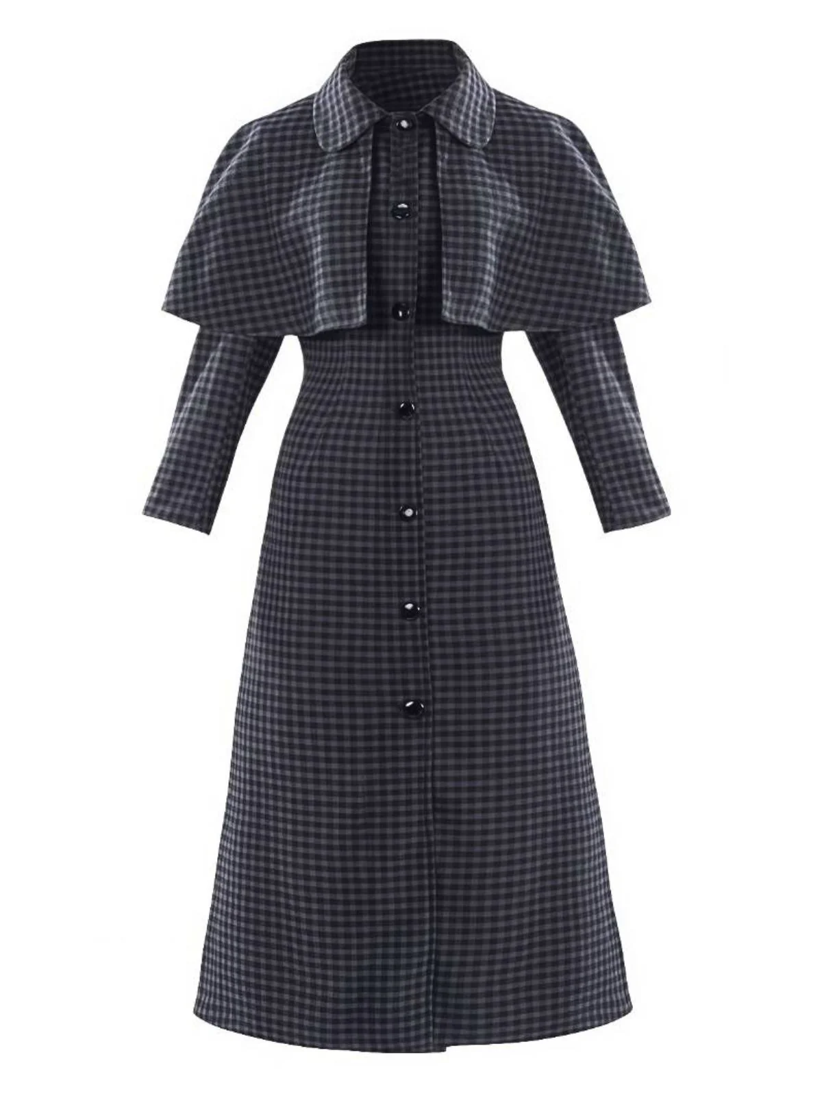 Manteau gris Mercredi à carreaux Halloween années 1950